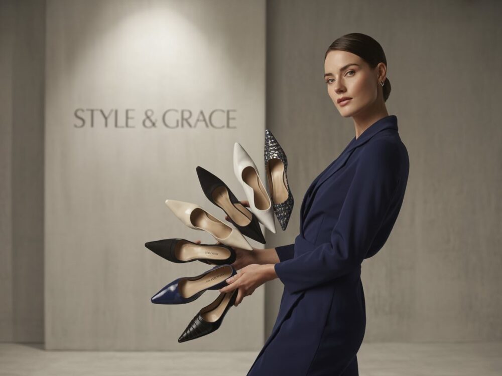 granatowa sukienka i czarne botki