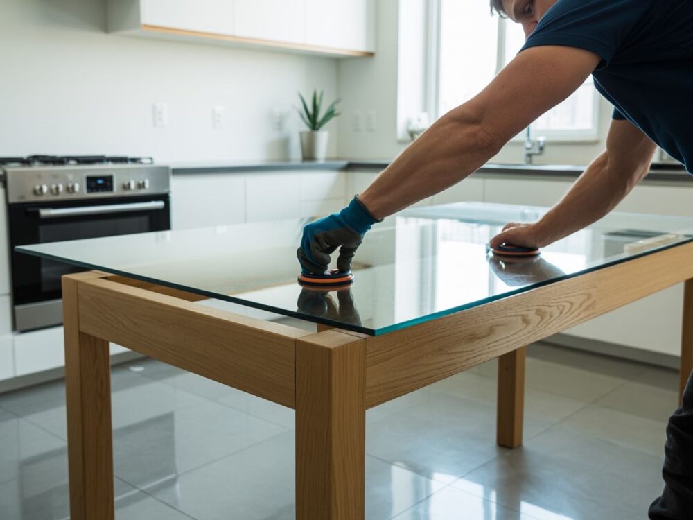 instalacja blatu szklanego