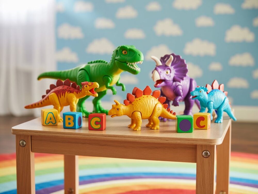 kolorowe figurki dinozaurów