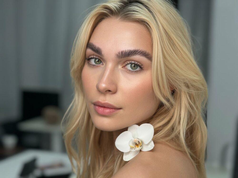 makijaż brwi blondynka