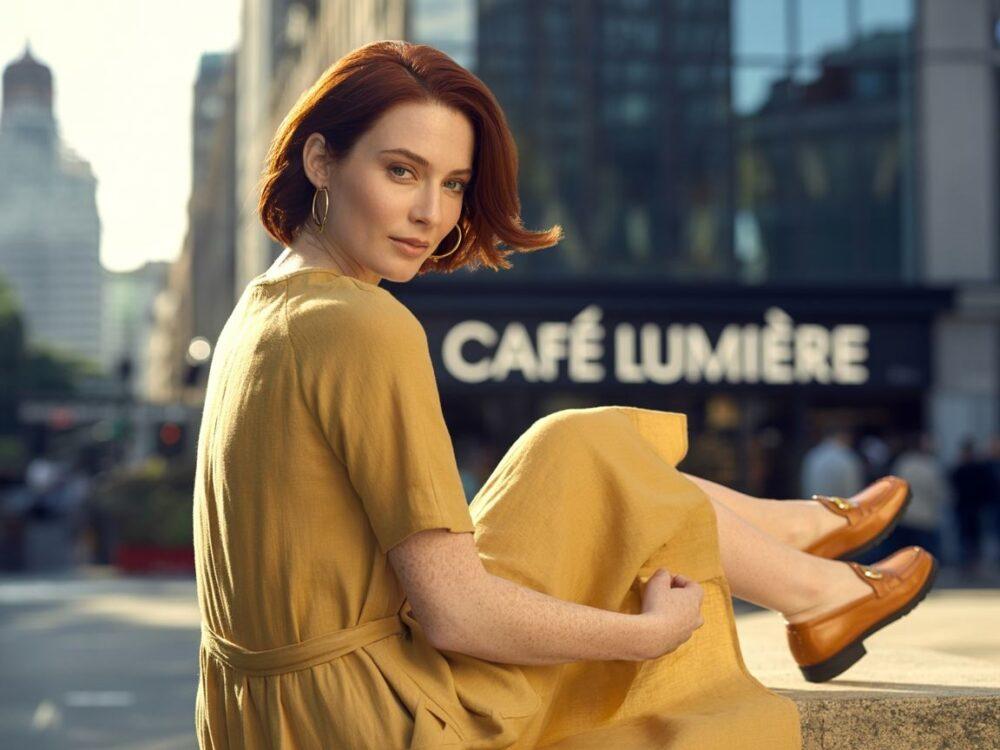 modne połączenie sukienki i mokasynów