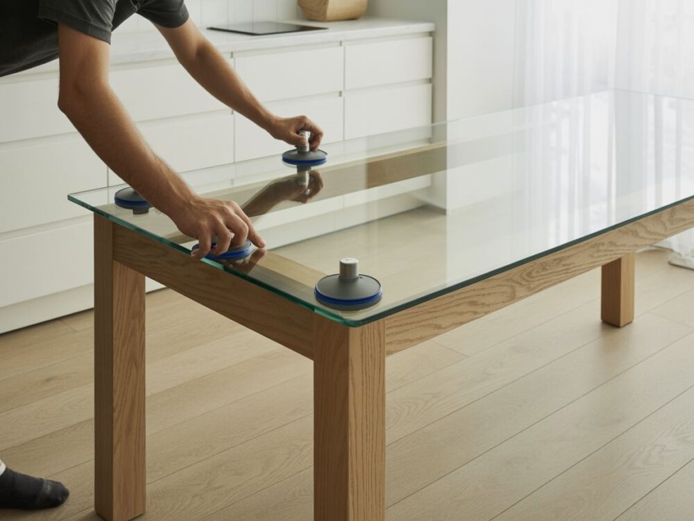 montaż szklanego blatu