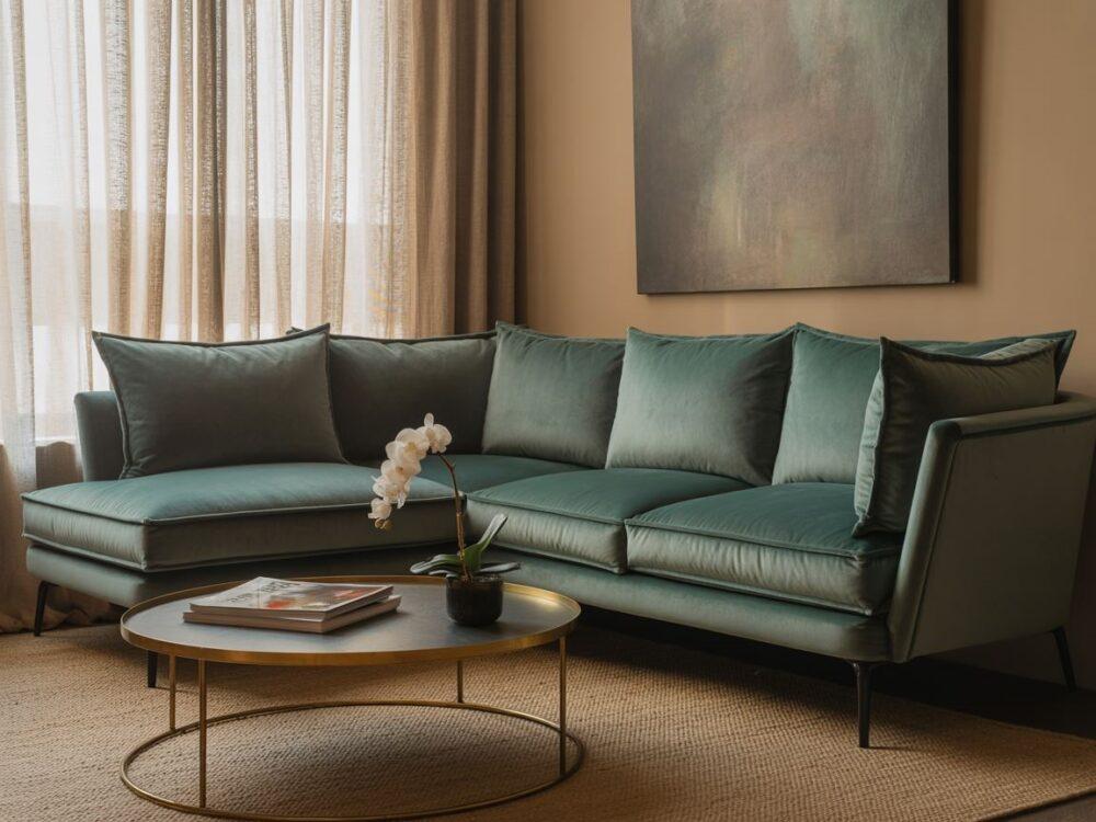 narożnik velvet w salonie