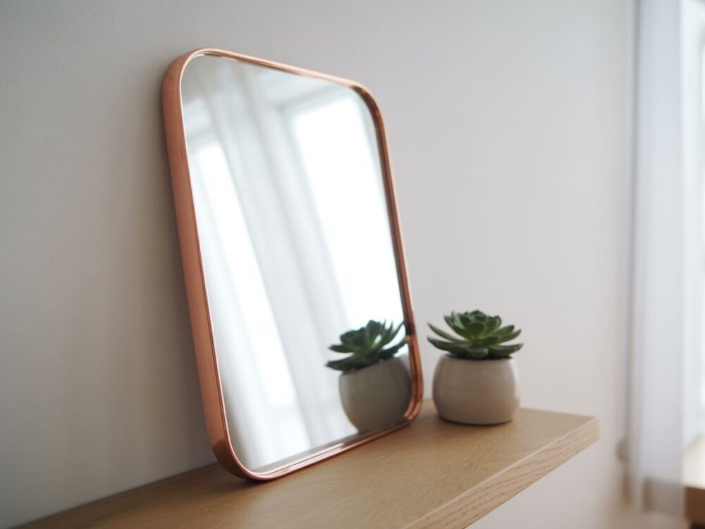 nowoczesne lustro na ścianie