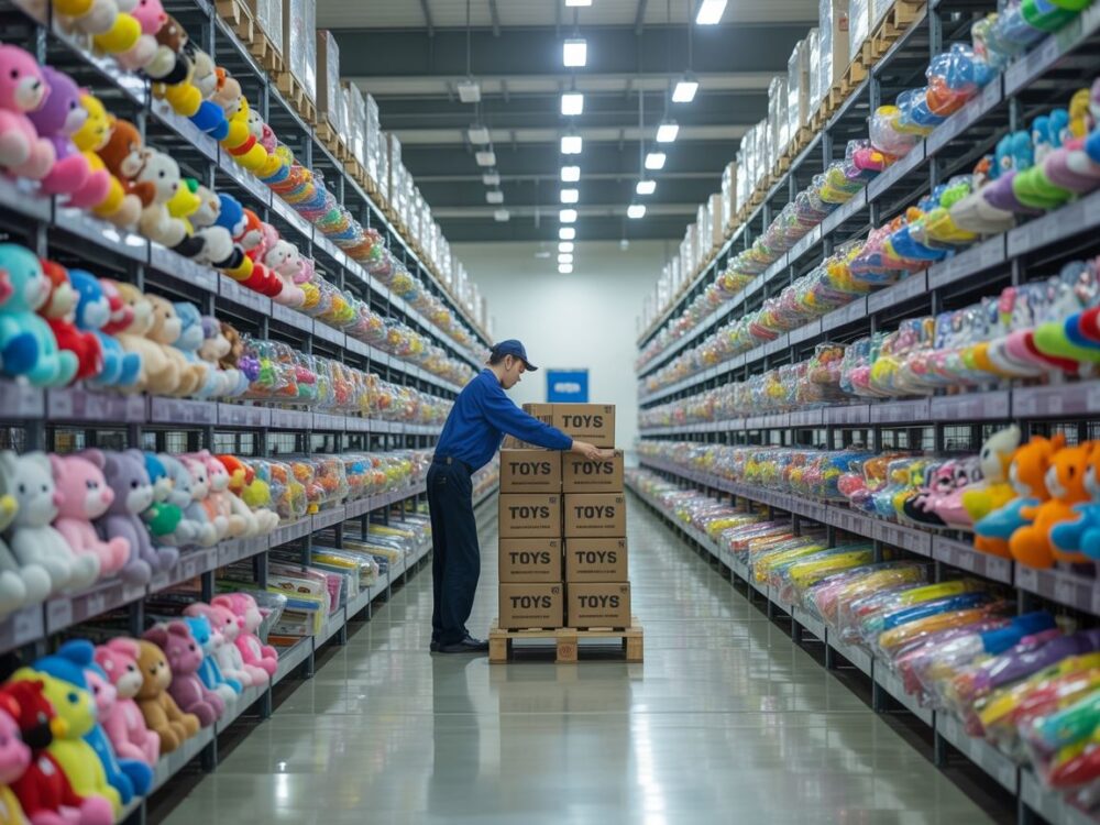 półki pełne zabawek