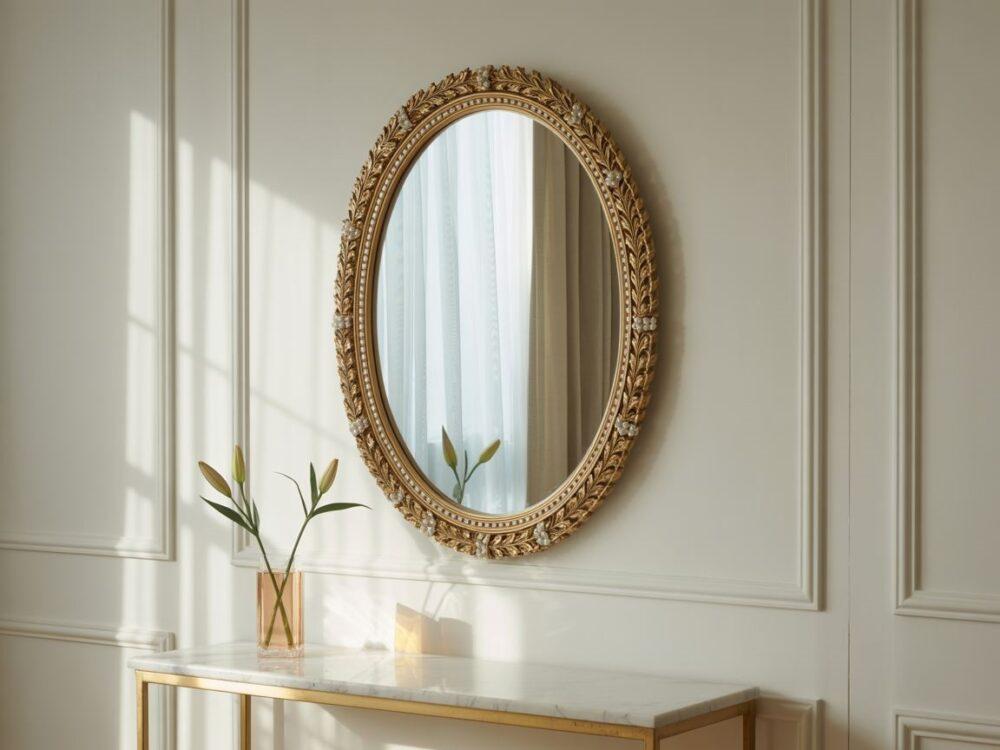 złote lustro ozdobne